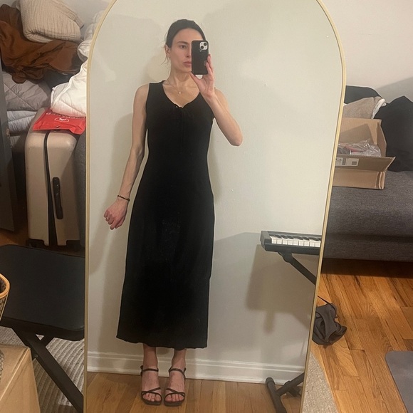 Johnny Was Dresses & Skirts - Vintage Y2K Johnny Was Black sleeveless midi dress w embroidery details xs/s